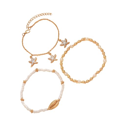 Ldabrye Verstellbare Hawaiianische Stile Kochlettrio Shell Perlen Schicht Kette Strand Schmuck Für Frauen Casual Wear Puka Shell Foot Chain Schmuck von Ldabrye