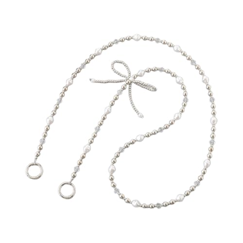 Ldabrye Vielseitige Kette Hängende Dekoration Verspielte Perlen Telefon Quasten Mit Bowknot Elegantes Telefon Crossbody Ornament Cross Body Case Accessoire von Ldabrye