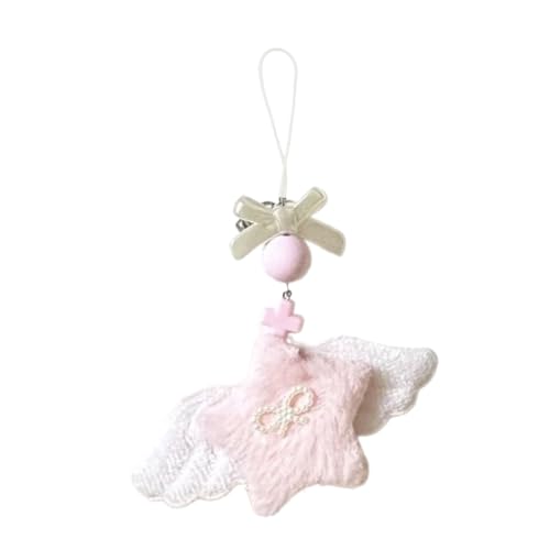Ldabrye Weicher Und Komfortabler Telefon Lanyard Charme Plüsch Star Charme Mit Einzigartigem Engel Flügel Bowknot Perlen Orament Bowknot Perlen Telefon Ornament von Ldabrye