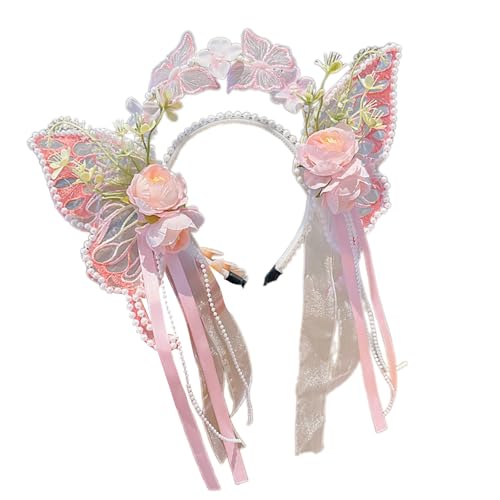 Mädchen-Haarband mit Blume, Schmetterling, glitzernde Perlen, für Abendessen, stilvolle Outfits von Ldabrye