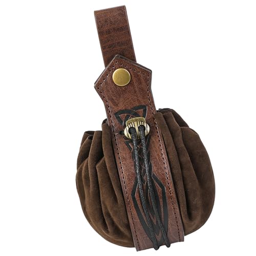 Mittelalterliche Gürteltasche aus Leder, Renaissances-Kostüm-Zubehör, LARP, Gürteltasche, Bauchtasche, PU-Leder, Münzgeldbörse, Geschenke, Renaissances-Kostüm, Accessoires für Herren, braun von Ldabrye