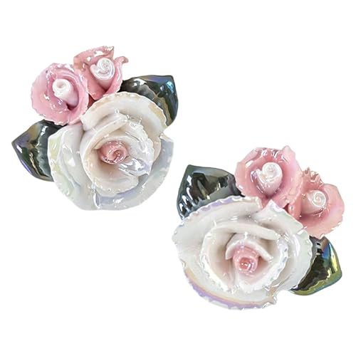 Mode Porzellan Rose Bolzen Ohrringe Für Frauen Vintage Blumen Keramik Schmuck Mit Mehreren Farbdesigns Einzigartiger Modeschmuck von Ldabrye