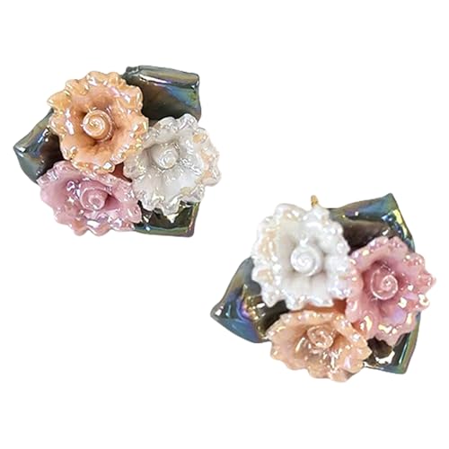 Mode Porzellan Rose Bolzen Ohrringe Für Frauen Vintage Blumen Keramik Schmuck Mit Mehreren Farbdesigns Einzigartiger Modeschmuck von Ldabrye