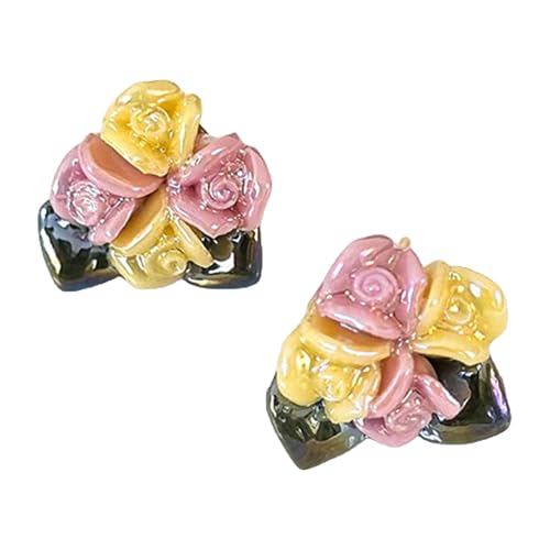 Mode Porzellan Rose Bolzen Ohrringe Für Frauen Vintage Blumen Keramik Schmuck Mit Mehreren Farbdesigns Einzigartiger Modeschmuck von Ldabrye