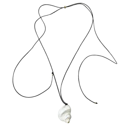 Muschel-Halskette mit Muschel-Anhänger aus PU-Leder mit verstellbarer Länge, handgefertigt, minimalistischer Muschelanhänger, Einheitsgröße, Wie beschrieben, Wie beschrieben von Ldabrye