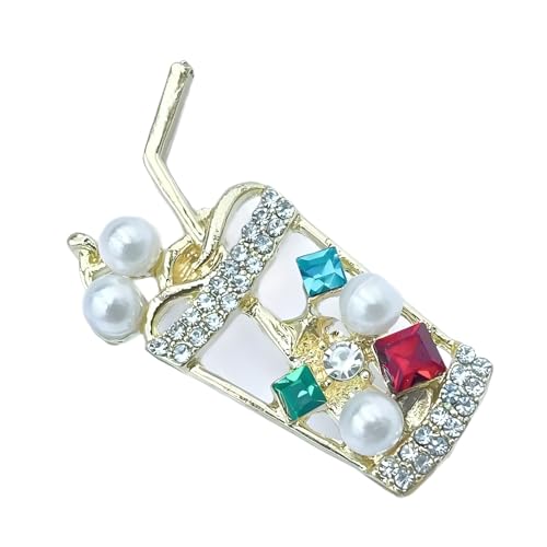 Pearls Säfte Getränke Milch Teas Cup Brosche Elegantes Metallgetränk Pin Accessoire Für Kleider Jacken Taschen Outfits Kreatives Tees Modezubehör von Ldabrye