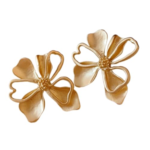 Praktische Goldblume Reifen Ohrringe Einzigartige Geometrische Designs Tragbarer Hangle Für Stilvolle Frauen Casual Wear Doppelschicht von Ldabrye