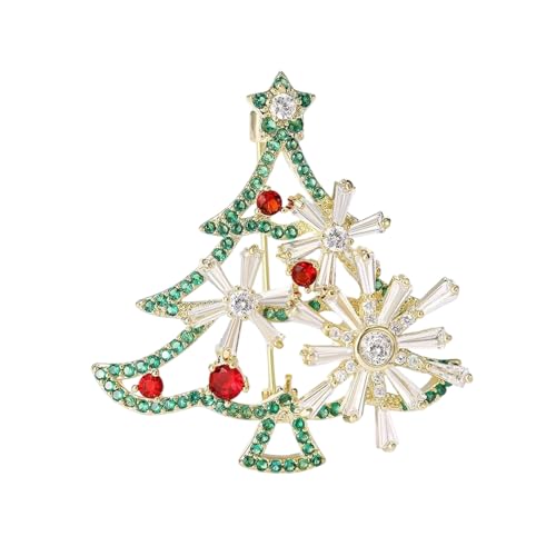 Schillernde Strass-Anstecknadel, Weihnachtsbaum-Brosche, Legierung, Design, Abzeichen, Party-Schmuck für Winterfeier, eleganter Weihnachtsbaum-Anstecknadel, Einheitsgröße, Wie beschrieben von Ldabrye