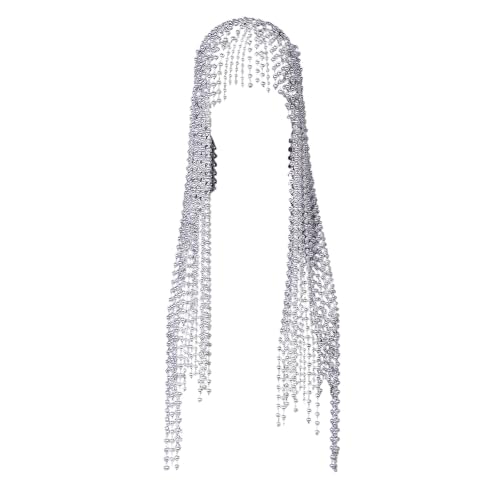 Schimmernde Kristallhaarkette Strasshochhochzeit Kopfstück Mit Kaskading Rand Für Braut Und Formale Event Faux Pearls Statement Haarteil Haarteil von Ldabrye