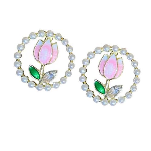 Stylische Blumenohrringe Tragbares Accessoire Für Frauen Kristalle Stein Und Nachahmungsperlen Stollen Mit Strasssteinen Frauen Nach Ohrringen von Ldabrye