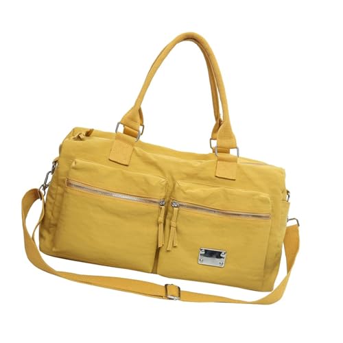 Wasserabweisender Turnbeutel mit mehreren Fächern & verstellbarem Gurt für Sport Reisen Praktische Kurzreise Handgepäcktasche, gelb, Mass Beauty von Ldabrye