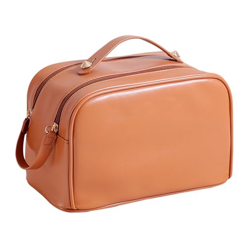 Doppelte Reißverschluss Make -up -Beutel wasserdichtes PU -Leder Großkapazität Multifunktion tragbarer Reisetasche für Frauen Männer 7.8oz von Ldafava