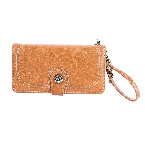 Frauen PU Leder Kreditkarte Halter großer Kapazität Reißverschluss Triufold Brieftasche mit Riemen Multi -funktionales Design für den täglichen Gebrauch modisches Accessoire (Schwarz) (Pfauenblau) von Ldafava