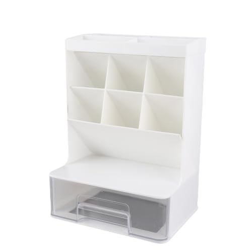 Ldafava Desktop -Aufbewahrungsbox Multi -Fächer -Kunststoff -Schreibwarenorganisator mit Schubladen großer Kapazität Bleistifthalter für Home Office Klassenzimmer 625g (Weiße Schublade) (Transparente von Ldafava