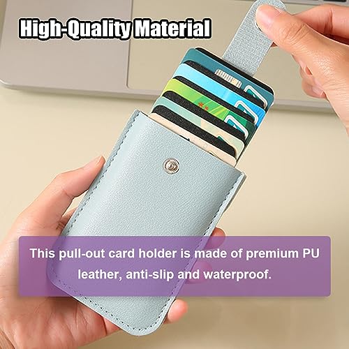 Ldafava Stapelbare Pull -Out -Kartenhalter Multi -Karten -Slots Kreditkartenhalter PU Ledertasche Visitenkarte Halter mit Schnappknöpfen für Frauen Männer Reisen leichte kompakte (Rot) von Ldafava