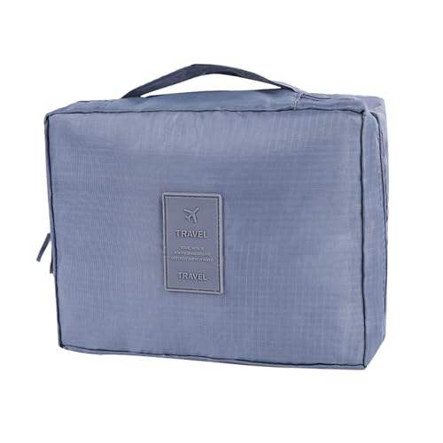 Reisen Toilettenbeutel Tragbarer Griff Dual Reißverschluss Multifunktional Make -up Kosmetiktaschen Organizer für Frauen Männer Reisende Polyester 17x22cm von Ldafava