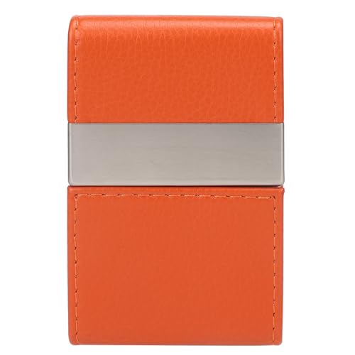 Visitenkartenhalter aus Edelstahl doppelte offene hochwertige PU -Leder -Kartenkartenkartenhalterin für Profis und, das Schwarze Orangenkaffee 3,9x2.6x0,7 Zoll verleiht (Ldafavaece3jw-02) von Ldafava