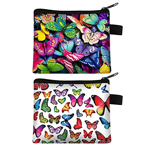 LdawyDE 2 Stück Geldbeutel Täschchen mit Reißverschluss Münzbeutel Kosmetiktasche Schlüsseltasche Segeltuch Klein Schminktasche Kosmetikbeutel Münztaschen für Frauen und Mädchen von LdawyDE