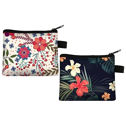 LdawyDE 2 Stück Geldbeutel Täschchen mit Reißverschluss Münzbeutel Kosmetiktasche Schlüsseltasche Segeltuch Klein Schminktasche Kosmetikbeutel Münztaschen für Frauen und Mädchen von LdawyDE