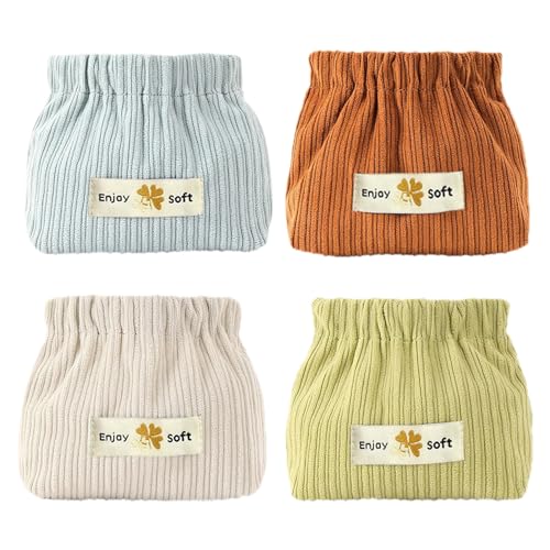 LdawyDE Mini Kosmetiktasche, 4 Stück Kosmetiktasche Klein Cord Mini Portemonnaie Damen Täschchen Kleinkram Tragbare Organizer Ohne Reißverschluss Kleine Tasche für Cosmetic,Schmuck,Hautpflegeprodukte von LdawyDE