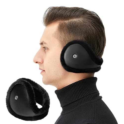 LdawyDE Ohrenwärmer Herren, Verstellbar Ohrenschützer Winter PlüschWarme Ohrwärme Erwachsene Back-Wear Ohrwärmer, Windschutzvorrichtungen Regensicher äußere Schicht (Nicht faltbar, Schwarz) von LdawyDE