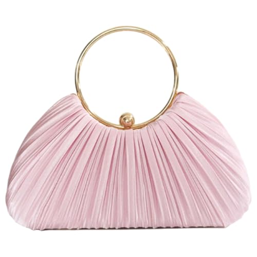 Anspruchsvolle Abendtasche Abnehmbare Kette Plissee Schulter Geldbörse Elegante Handtasche, Rosa, Böhmisch von Ldbuejiaja