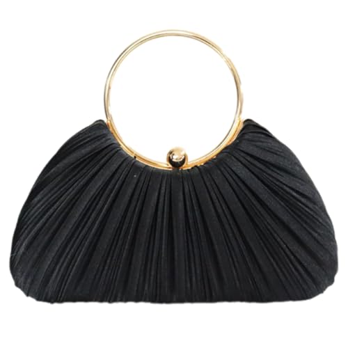 Anspruchsvolle Abendtasche Abnehmbare Kette Plissee Schulter Geldbörse Elegante Handtasche, Schwarz, Böhmisch von Ldbuejiaja
