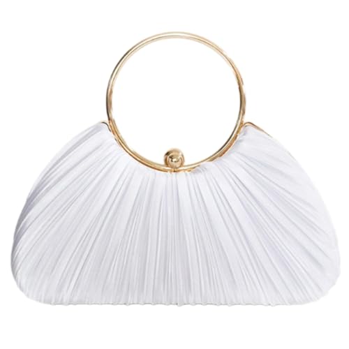 Anspruchsvolle Abendtasche Abnehmbare Kette Plissee Schulter Geldbörse Elegante Handtasche, Weiß, Böhmisch von Ldbuejiaja