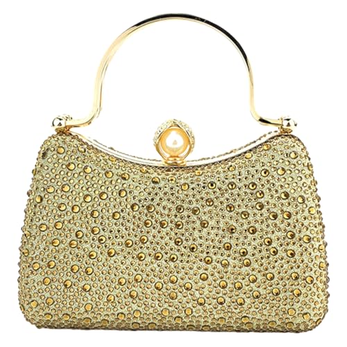 Anspruchsvolle Damen Abendtasche mit Strass Verzierung Stilvolle Crossbody Tasche für Weddomg Party, Gold, Böhmisch von Ldbuejiaja