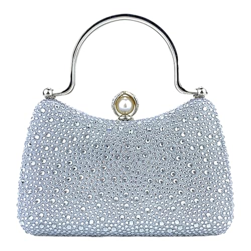 Anspruchsvolle Damen Abendtasche mit Strass Verzierung Stilvolle Crossbody Tasche für Weddomg Party, Silber, Böhmisch von Ldbuejiaja