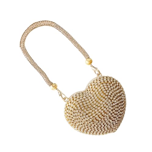 Auffällige Abendtasche in Herzform für Damen, elegante Strass-Umhängetasche mit Kette, Umhängetasche, Stil 2, Böhmisch von Ldbuejiaja