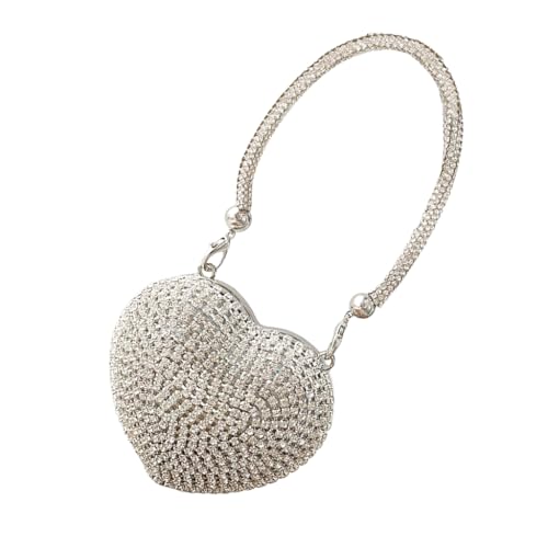 Auffällige Abendtasche in Herzform für Damen, elegante Strass-Umhängetasche mit Kette, Umhängetasche, Style1, Böhmisch von Ldbuejiaja