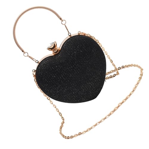 Damen-Abendtasche, herzförmige Umhängetasche, Hochzeits-Geldbörse, Abendhandtasche, Schwarz, Böhmisch von Ldbuejiaja