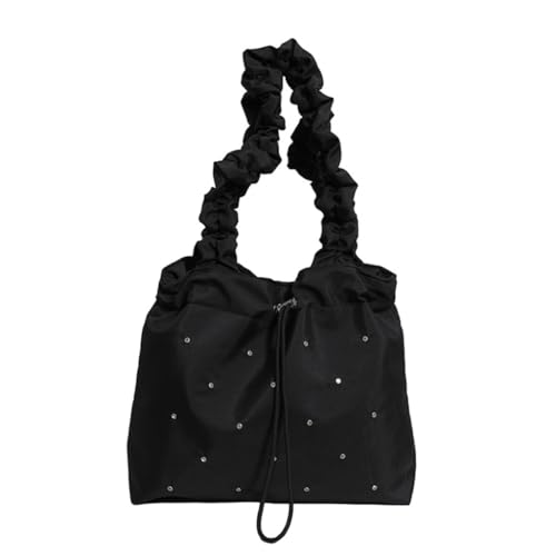 Damen Achseltasche Canvas Handtasche Große Kapazität Schultertasche Gym String Bag, Schwarz, Böhmisch von Ldbuejiaja