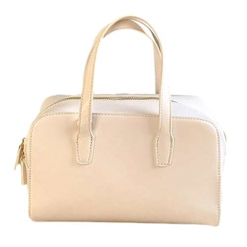 Damen Bowler Satchel Umhängetasche PU-Leder Tragegriff Geldbörse Crossbody Taschen mit abnehmbarem Gurt für den täglichen Gebrauch, Bee White, Böhmisch von Ldbuejiaja