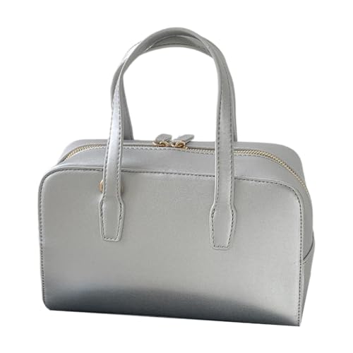 Damen Bowler Satchel Umhängetasche PU-Leder Tragegriff Geldbörse Crossbody Taschen mit abnehmbarem Gurt für den täglichen Gebrauch, Silber, Böhmisch von Ldbuejiaja