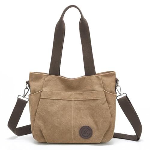 Damen Canvas Crossbody Bag Casual Handtasche Retro Stil mit Schultergurt, Kaffee, Böhmisch von Ldbuejiaja