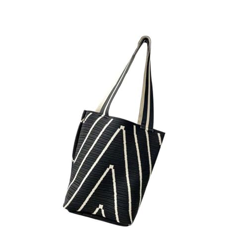 Damen Eimertasche Große Kapazität Schultertasche Achseltasche Wellen Muster Handtasche, Schwarz, Böhmisch von Ldbuejiaja