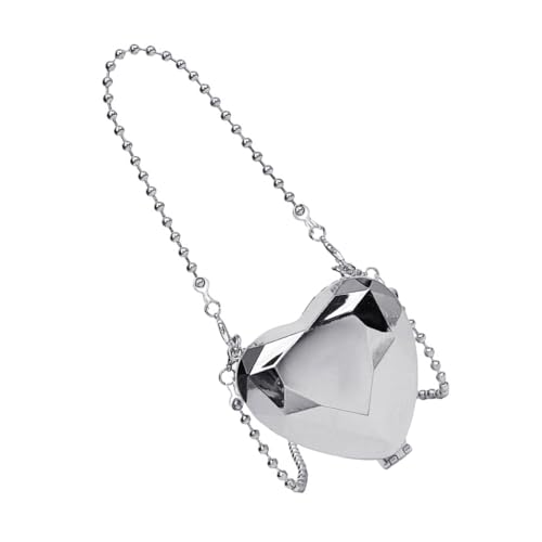 Damen-Handtasche, herzförmig, Acryl, Abend-Clutch, Abend-Handtasche, Silber, Böhmisch von Ldbuejiaja