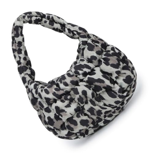 Damen Handtasche Gesteppte Unterarmtasche Leopardenmuster Schultertasche Mode Achseltasche, Grau-Grün, Böhmisch von Ldbuejiaja