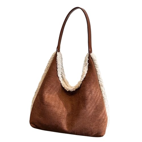 Damen-Plüsch-Handtasche, Geldbörse, All-Matching, Achseltasche, koreanische Stile, Schultertasche, Kaffeefarben, Böhmisch von Ldbuejiaja