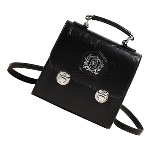 Damen-Rucksack, einfache Umhängetasche, modische Kuriertasche, Leder, Crossbody-Tasche, Pendler, Handtasche, koreanischer Stil, Schwarz, Böhmisch von Ldbuejiaja