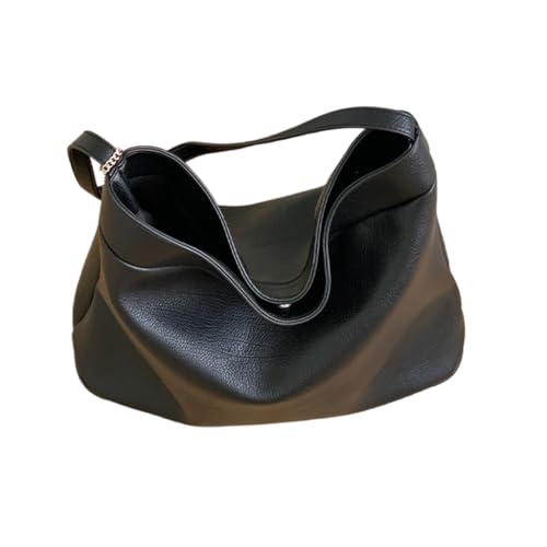 Damen Slouchy Bag Unterarmbörse Weiches Leder Schultertasche für Alltag, Schwarz, Böhmisch von Ldbuejiaja
