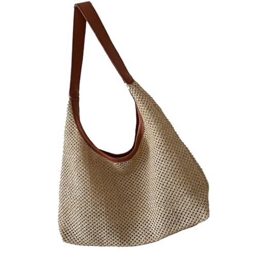 Damen Strandtasche Stroh Unterarmtasche Mode Handtasche Große Kapazität Schultertasche, Kaffee, Böhmisch von Ldbuejiaja