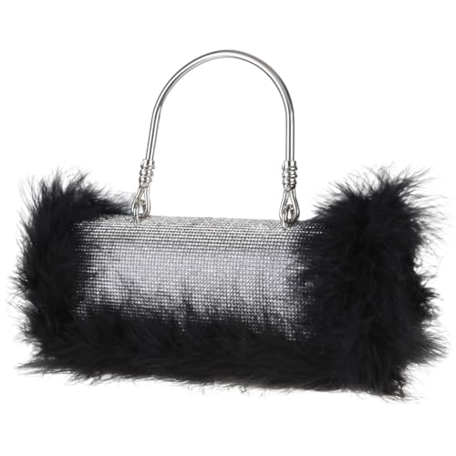 Damen Strass Schultertasche Abendtasche Clutch Kette Riemen Abendhandtasche, Schwarz, Böhmisch von Ldbuejiaja