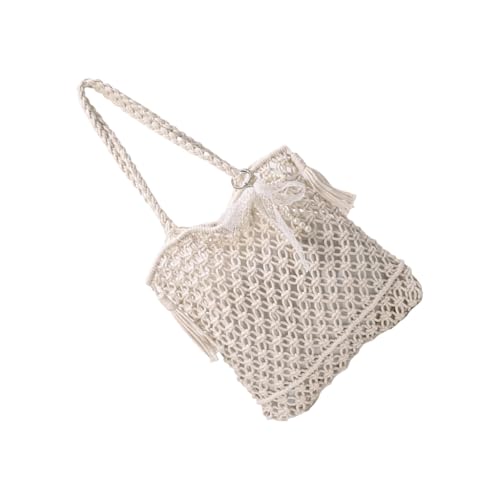 Damen Tasche Gewebt Schultertasche Urlaub Stile Achsel Tasche Retro Handtasche Strandtasche, Schärpe in gebrochenem Weiß, Böhmisch von Ldbuejiaja