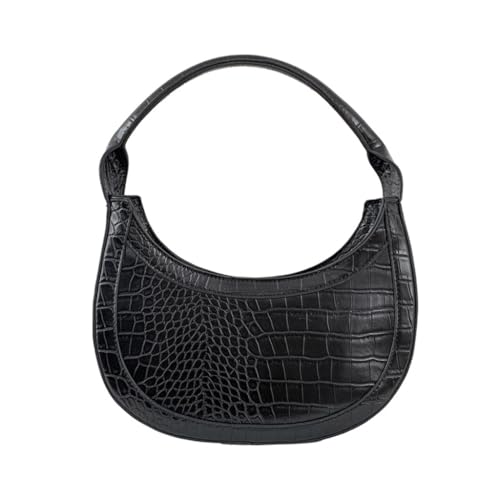 Damen-Umhängetasche, PU-Leder, kleine Handtasche, Knödeltasche, weibliche Halbmond-Tasche, Schwarz, Böhmisch von Ldbuejiaja