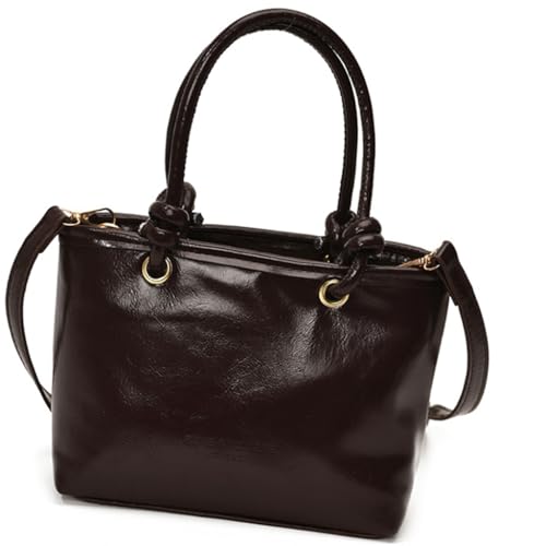 Damen-Umhängetasche, einfache Umhängetasche, einfarbig, Eimertasche, Kaffeefarben, Böhmisch von Ldbuejiaja