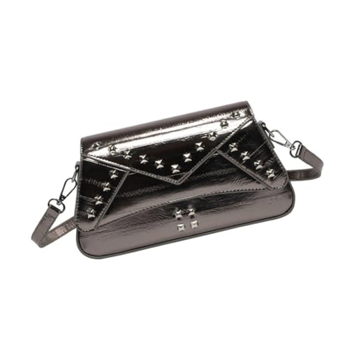 Damen-Umhängetasche, koreanischer Stil, Umhängetasche, Handtasche, PU-Leder, Nieten-Geldbörse, Farbe: Pistolenfarbe, Böhmisch von Ldbuejiaja