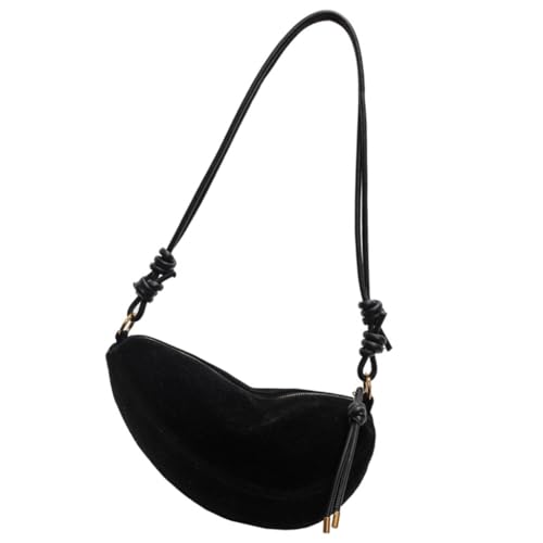 Damen-Umhängetasche, trendige Knödeltasche, große Kapazität, Messenger-Tasche, Einkaufstasche, Retro, Crossbody-Tasche für den täglichen Gebrauch, Schwarz, Böhmisch von Ldbuejiaja
